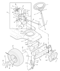 Steering Diagram and Parts List for 387000X92A 2003 Briggs and Stratton Lawn Tractor